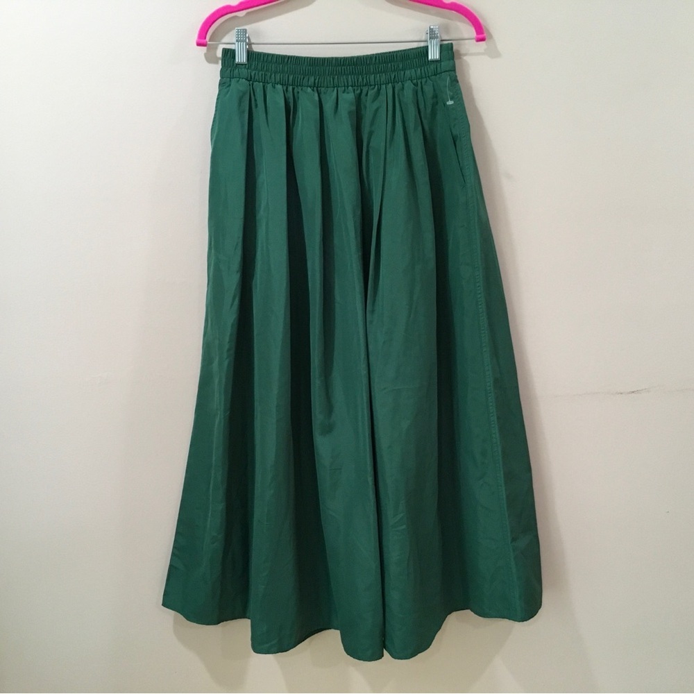 ZARA Maxi Skirt Voluminous Green Women XS-S Pull On Nylon Pocket New 2731/062 - Picture 4 of 10